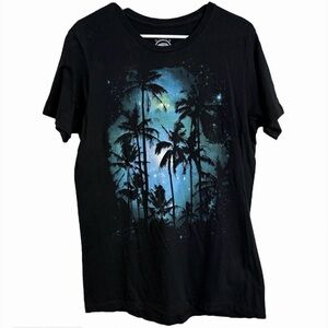 Ocean Current Black Tee with Tropical Night Design